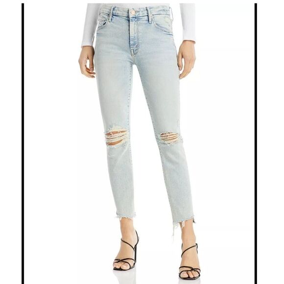 Mother Stunner Zip Ankle Step Fray Rolling In Bushes Jeans Sz 27 ASO‎ Celebrity - Picture 1 of 8